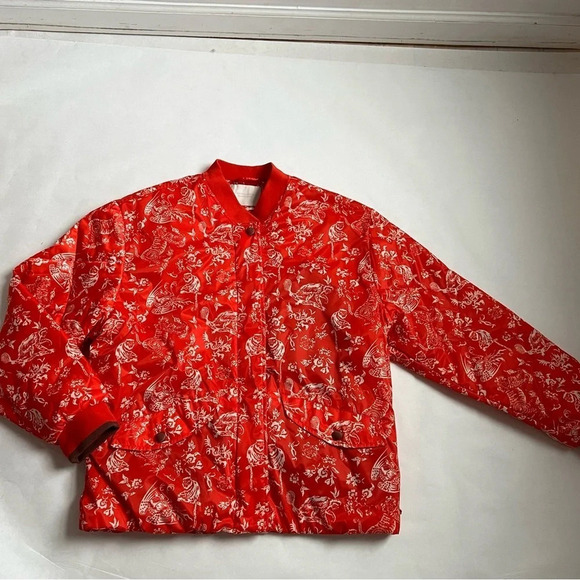 MAISON SCOTCH & SODA Red Printed Zip-Front Bomber Track Jacket XL NWT - Picture 6 of 13
